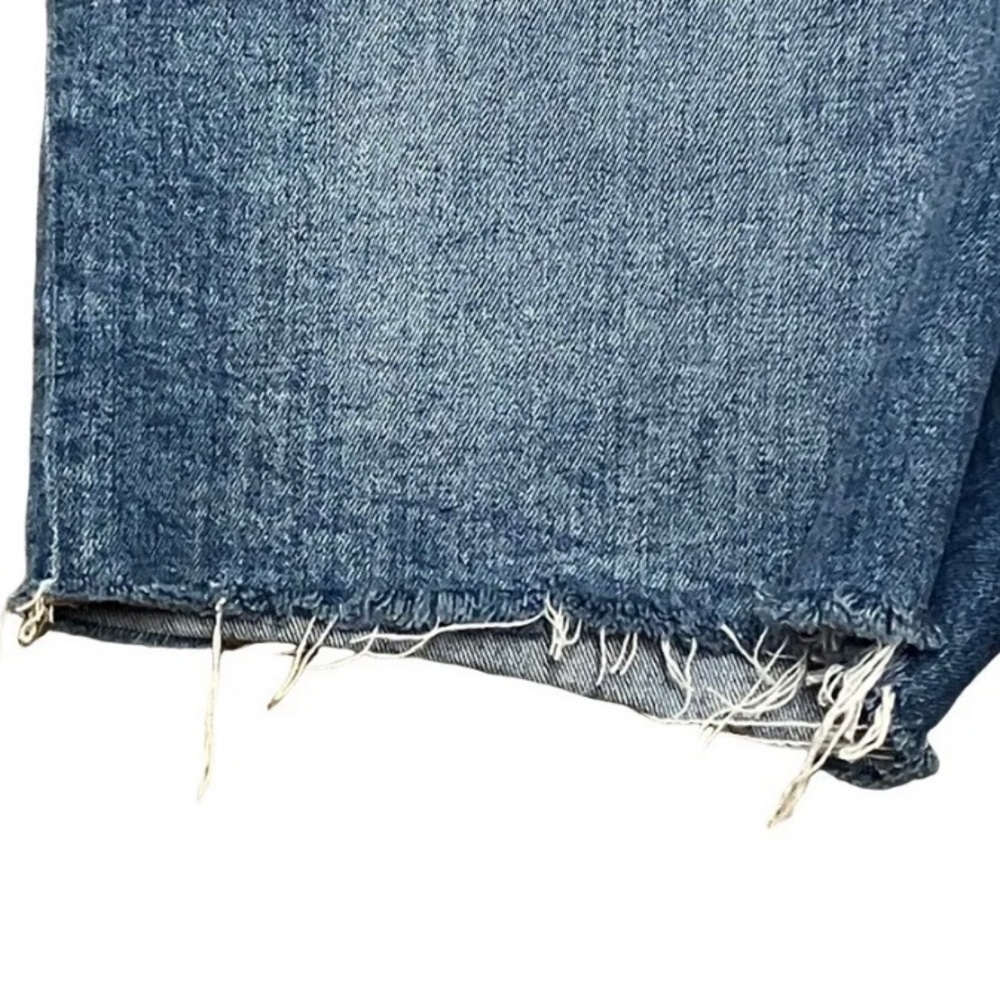 MADEWELL Denim Jean Shorts Women’s SIZE 30 Hi-Rise Mid-Length Raw Hem Stretch - Picture 3 of 12